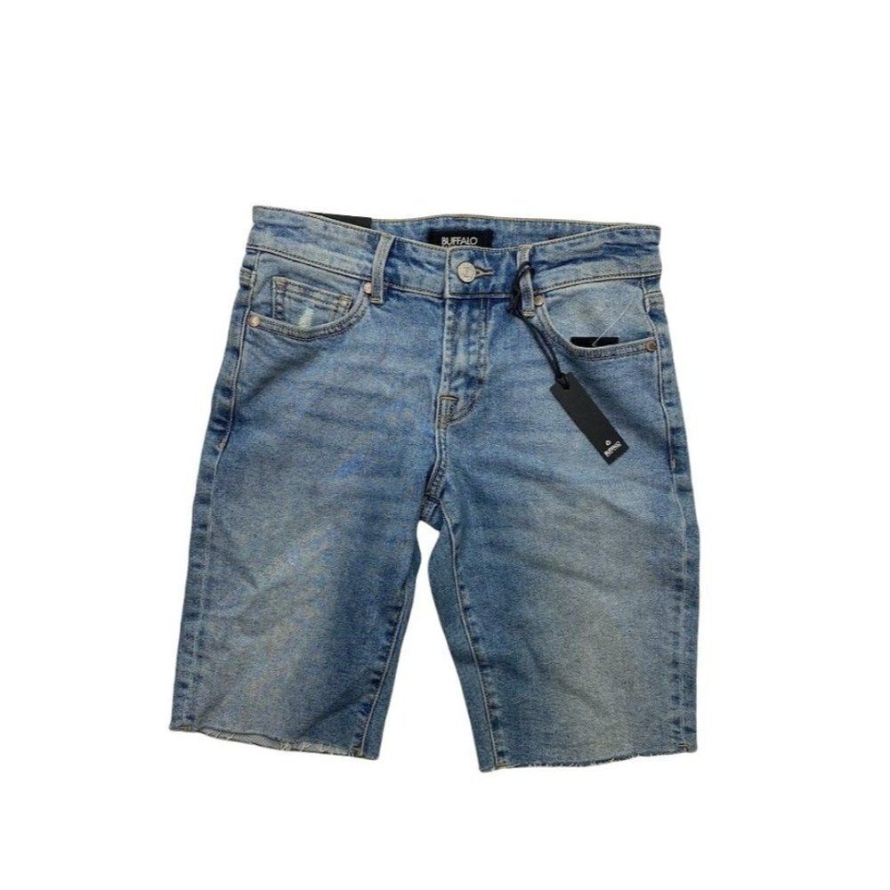 Buffalo David Bitton Bermuda Boyfriend Shorts 27 Juniors' Frayed-Hem Stretch NEW